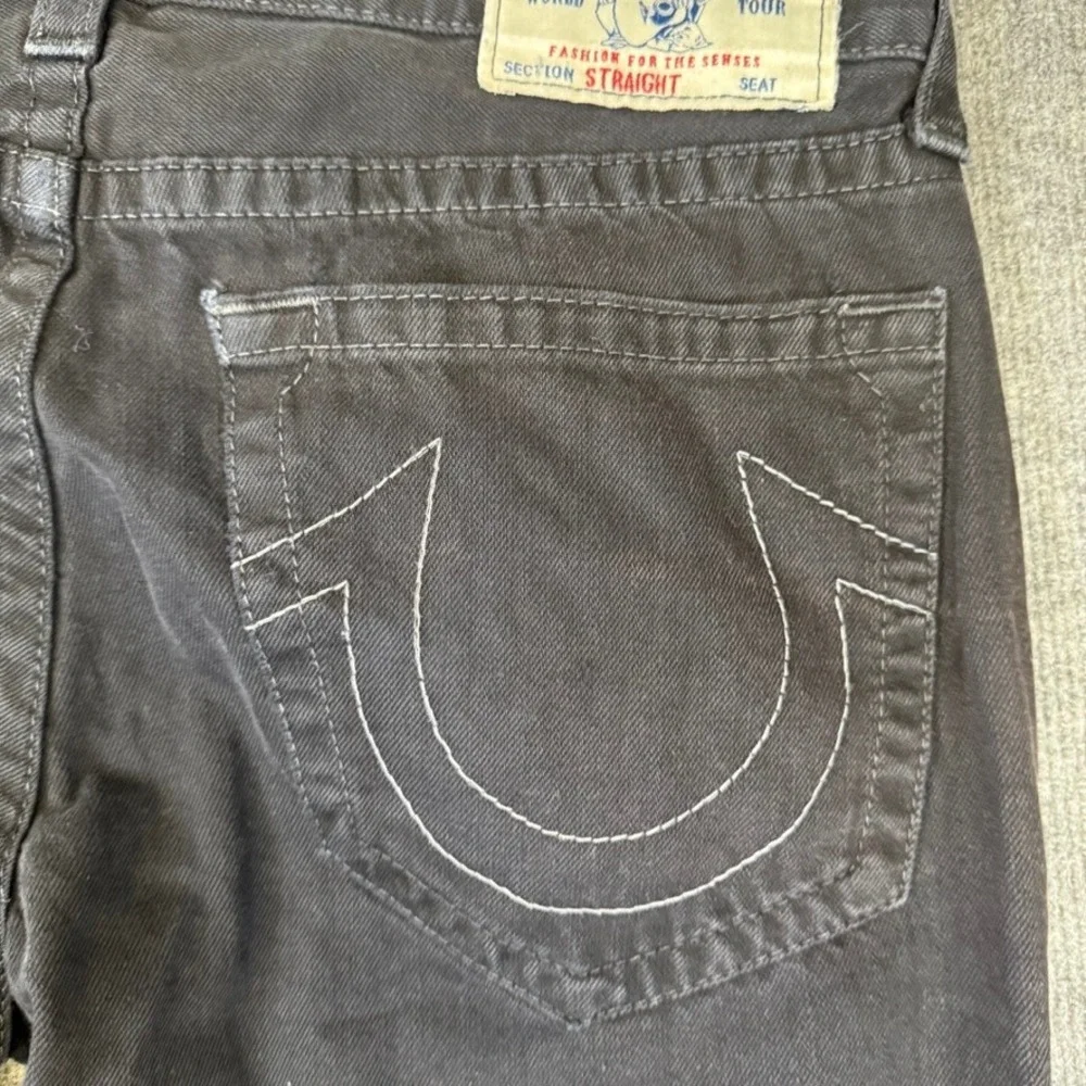 True Religion Mens Black Straight Leg Denim Jeans Size 33 RN112790 CA57414